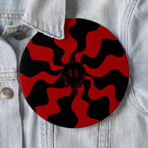 Smile Melt Retro Red and Black 6 Inch Round Button