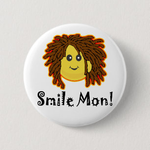 Smile Mon! Rasta Face 2 Inch Round Button