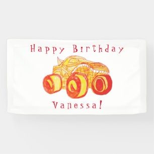 Smile Monster Truck Rally Birthday Party Banner