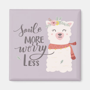 Smile More Llama Magnet