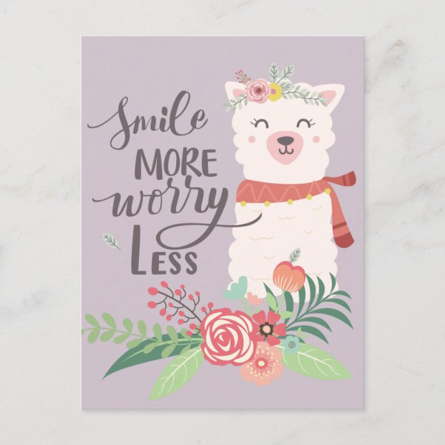 Smile More Llama Postcard (Front)