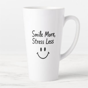 Smile More, Stress Less Doodle Design Latte Mug