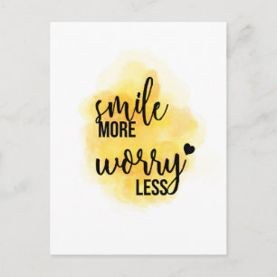 ‘Smile More Worry Less’ Quote Postcard