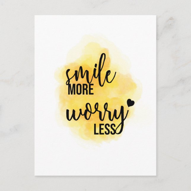 ‘Smile More Worry Less’ Quote Postcard (Front)