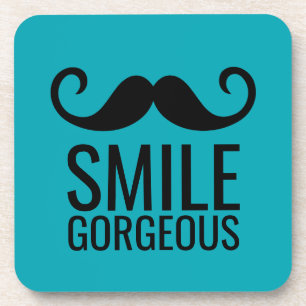 SMILE & Moustache ANY Base COLOR Plastic Coasters