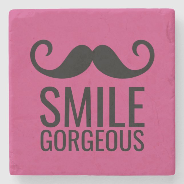SMILE & Moustache ANY Base COLOR Stone Coasters (Front)