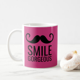 SMILE Mustache Café Mug TOUTE COULEUR DE BASE