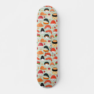 Smile Nigiri Sushi Japan Cartoon Food Pattern Skateboard