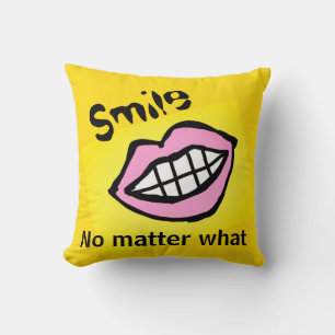 smile no matter what cartoon lips throw pillow