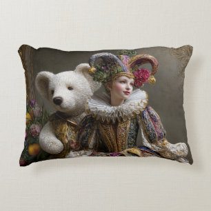 Smile of the Arlequin and its Bear of White Peluch Accent Pillow