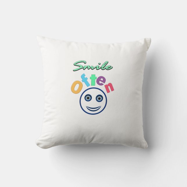 smile often throw pillow (Front)