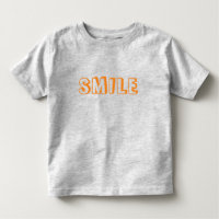 "Smile" orange letters grey