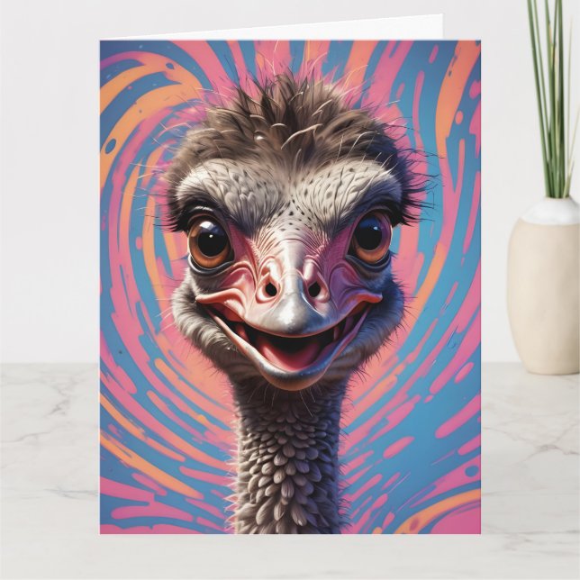 SMILE! OSTRICH FUNNY BIRTHDAY GREETING CARD (Front)