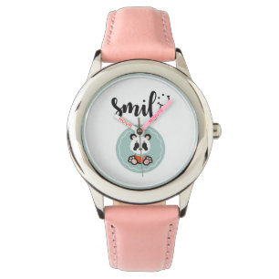 Smile Panda Stainless Steel Kids Watch - Pink