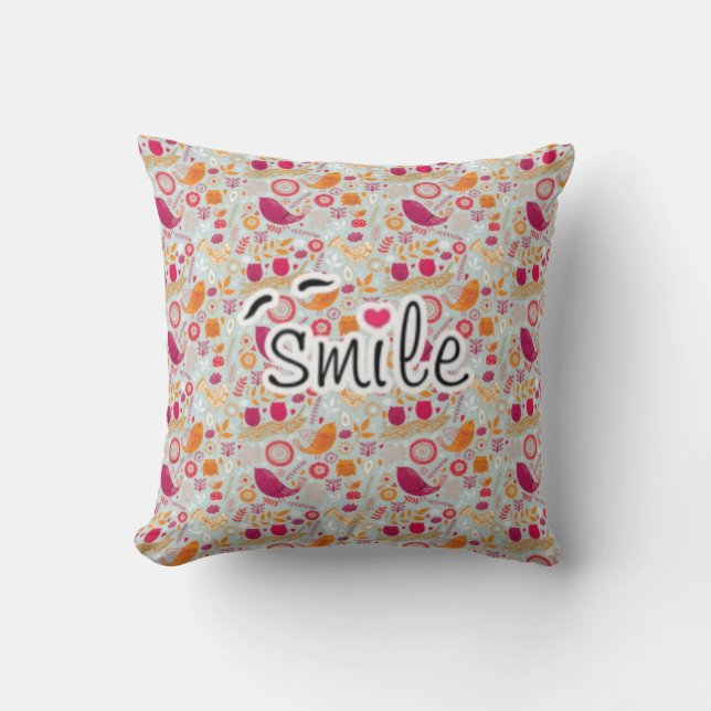 Smile pellow throw pillow (Front)