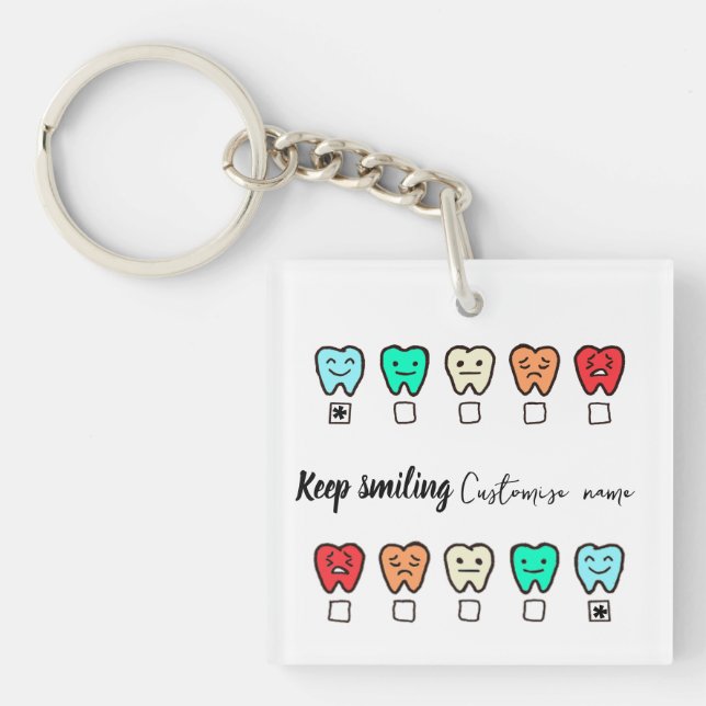  Smile" Personalized tooth keychain-dental gift Keychain (Front)