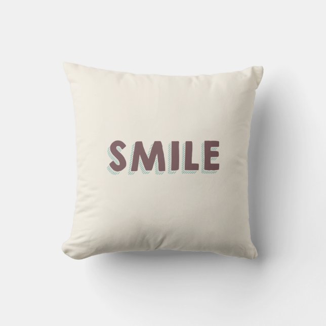 Smile Pillow- Chalkboard Green and Brown Throw Pillow (Front)