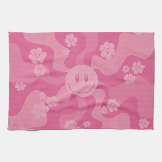 Smile - Pink Kitchen Towel (Horizontal)