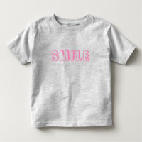 "Smile" pink letters grey