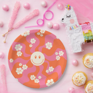 Smile - Pink, Orange and Cream Paper Plate