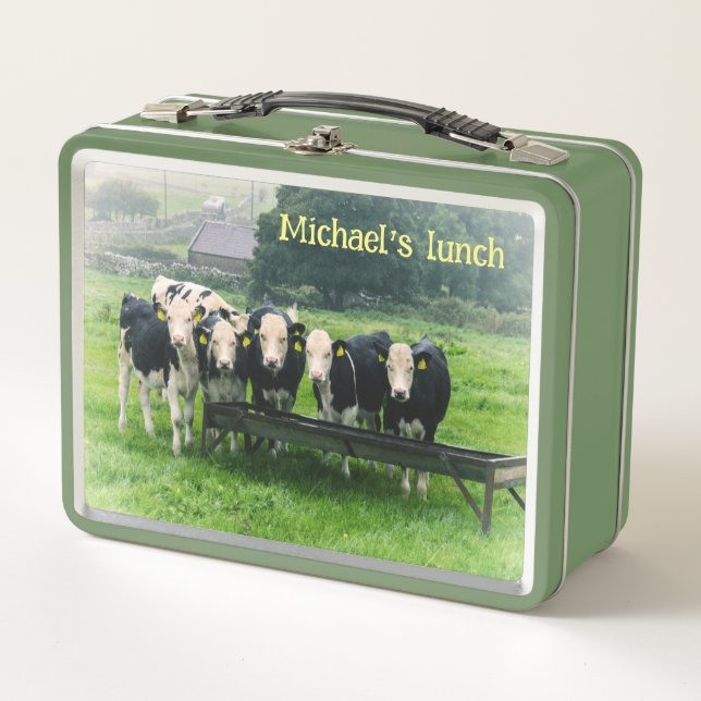 Smile please! Cute cows Metal Lunch Box (Front)