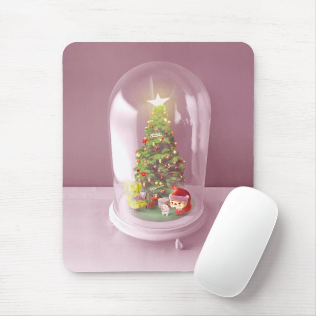 Smile Pup: Christmas Glass Dome & Magic Tree Mouse Pad (With Mouse)