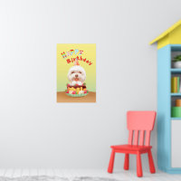 Smile Pup: Happy Birthday Bichon & Cake Art