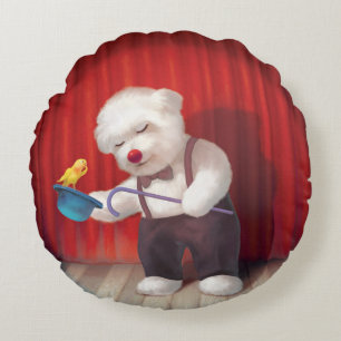 Smile Pup: Magical Circus Magician Bichon Round Pillow
