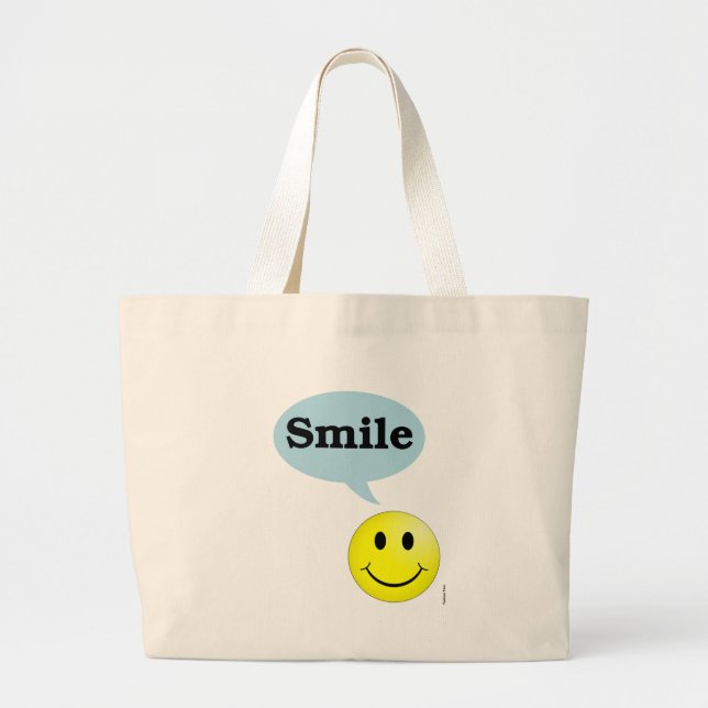 Smile-Smiley Face Large Tote Bag (Front)
