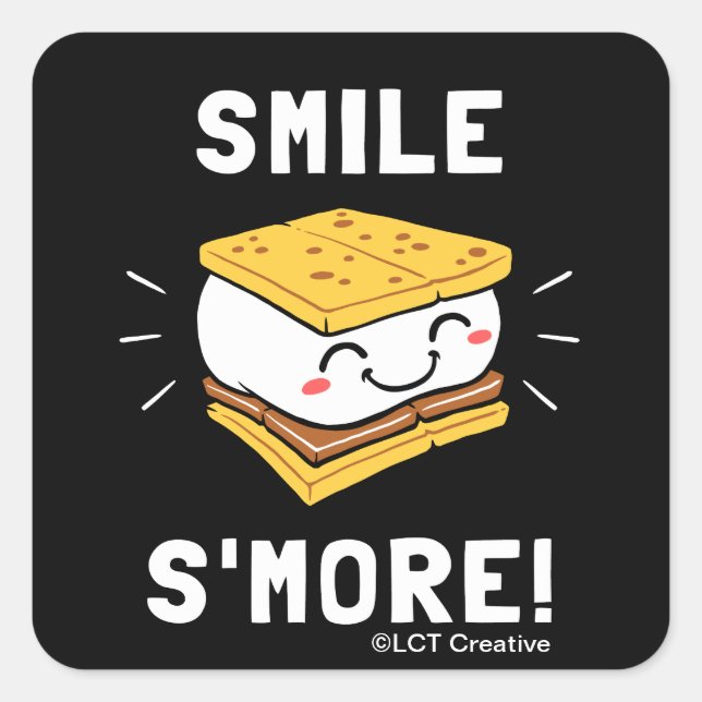 Smile S'more Square Sticker (Front)