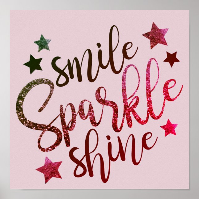 Smile Sparkle Shine - affiche rouge/rose (Devant)