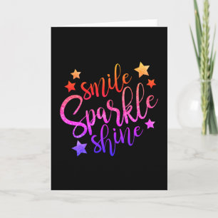 Smile Sparkle Shine Black Multi Coloured Quote Card