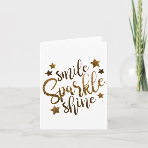 Smile Sparkle Shine, étoiles carte de voeux or