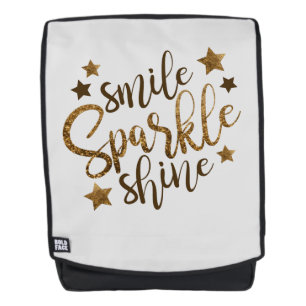 Smile Sparkle Shine Quote Positive Thinking Backpack