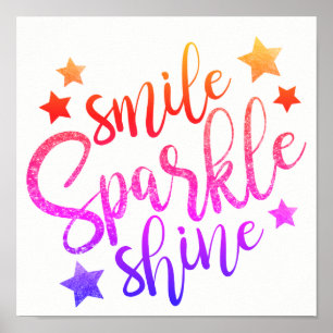 Smile Sparkle Shine - rainbow colors poster