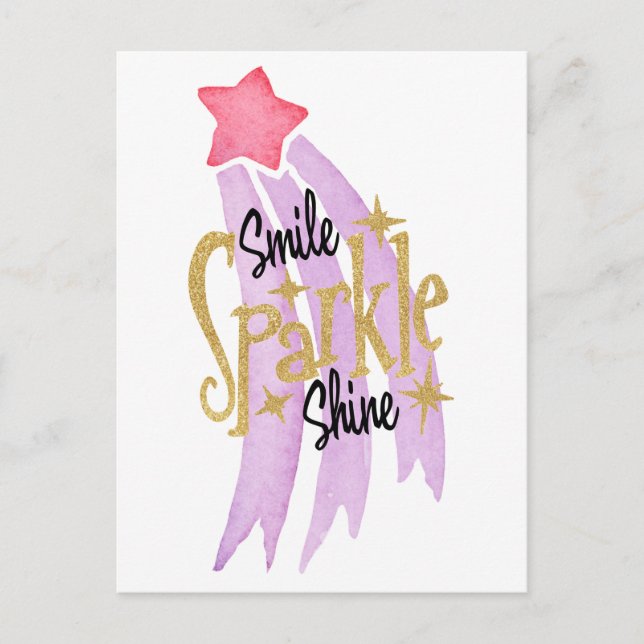 Smile Sparkle Shine Star Word Art Postcard (Front)
