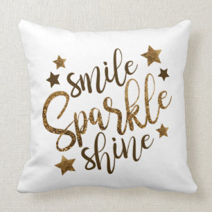 Smile Sparkle Shine Throw Pillow