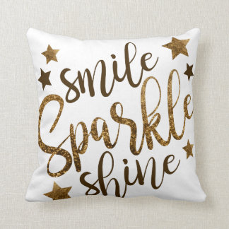 Smile Sparkle Shine Throw Pillow