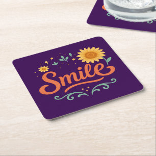 Smile Sunflower Coasters Positive Vibes