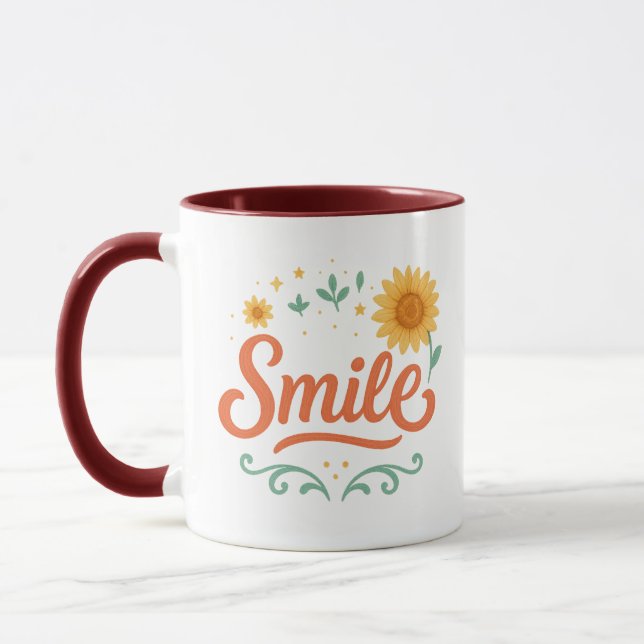 Smile Sunflower Coffee Mug | Positive Vibes  (Left)