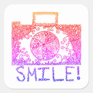 "Smile!" Sunrise Camera Square Stickers