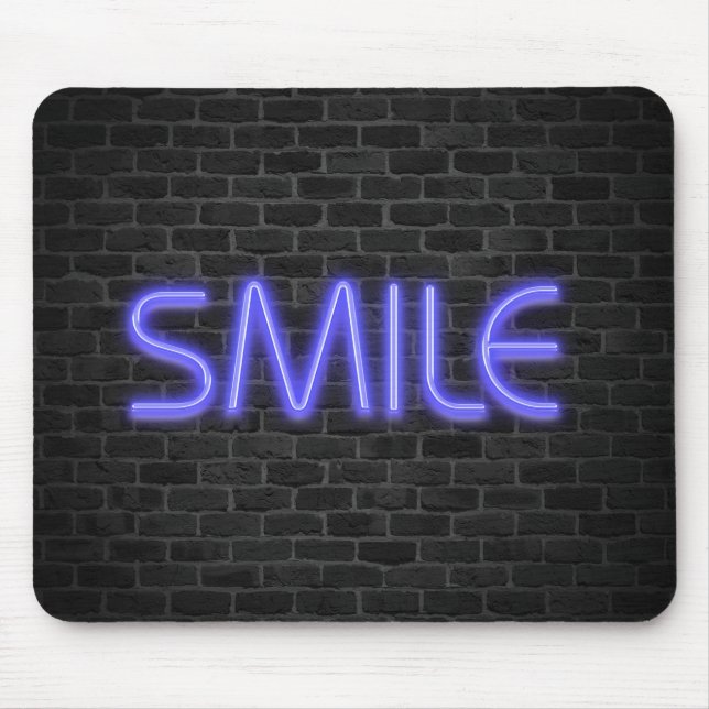 SMILE text in neon lights on brick Mouse Pad (Front)