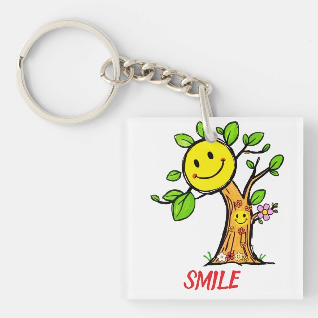 "Smile Tree" Positive Vibes  Keychain (Front)