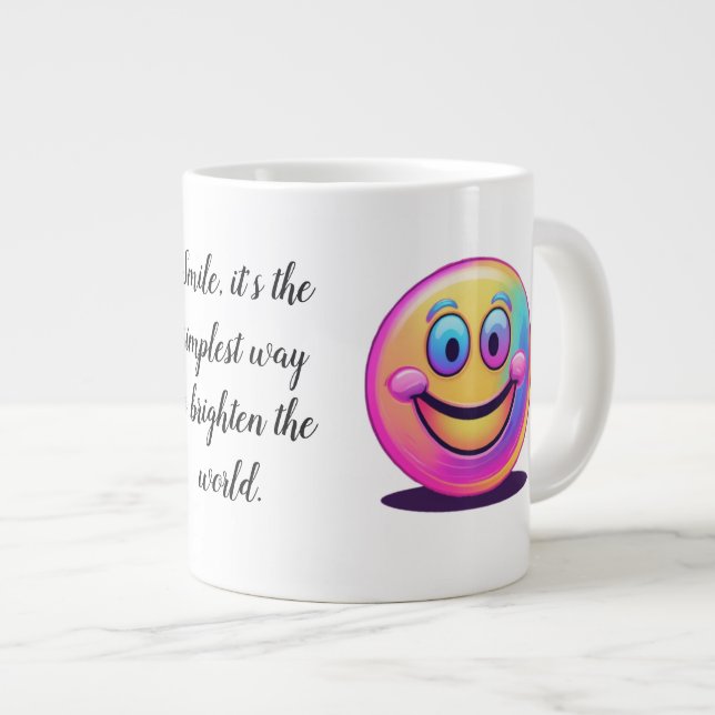 Smile - Upliffing Mug avec citation et visage heur (Devant droit)