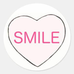 SMILE Valentine's Day Candy Heart Valentine Love Classic Round Sticker