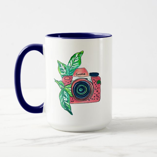 Smile Vintage Pink Camera Mug (Left)