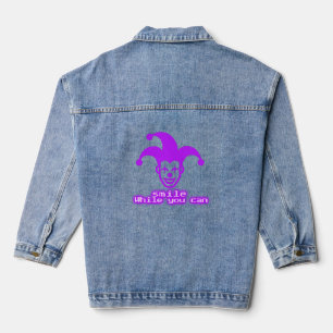 Smile while You Can _ Neon Joker Streetwear Design Denim Jacket