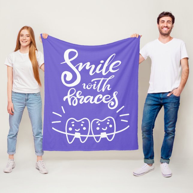 Smile With Braces | Smiling Teeth Fleece Blanket (In Situ)