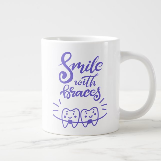 Smile With Braces | Smiling Teeth Large Coffee Mug (Right)