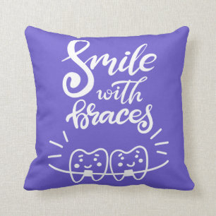 Smile With Braces   Smiling Teeth Throw Pillow